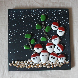 立体石头鹅卵石拼画客厅装饰背景墙画创意礼品特价包邮