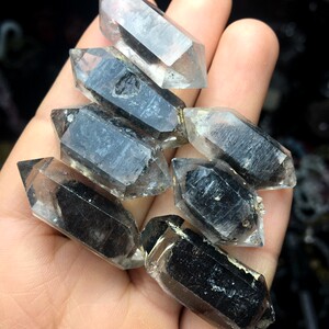 赫爾基摩钻石水晶 闪灵钻天然白水晶双尖原石颗粒 水晶茶养生