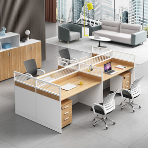 办公桌子办公室屏风办公桌简约现代员工电脑卡座四人工位桌椅组合