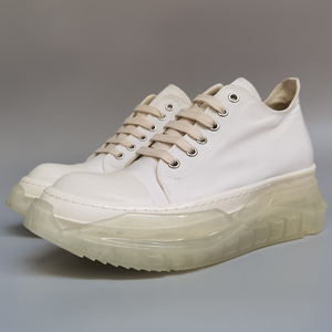 ro水晶底鞋男休闲百搭帆布鞋内增高透明底低帮板鞋网红系带小白鞋