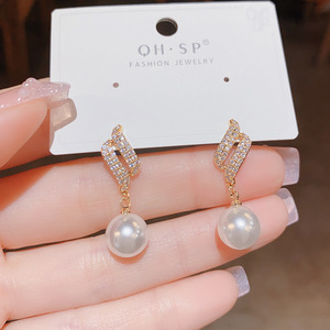 9s925银针高级感天使之翼珍珠耳坠韩国时尚设计感独特气质耳环