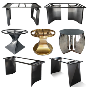 轻奢不锈钢餐桌脚现代岩板桌腿家用大理石大圆桌底座支架金属桌架