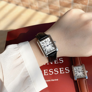 PABLO RAEZ品牌正品高档小方表复古INS风超薄学生真皮电子女手表
