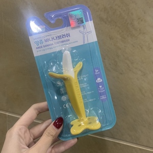 韩国ange宝宝香蕉牙胶硅胶磨牙棒可水煮牙龈按摩器手抓婴儿咬咬胶