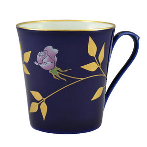 日本天皇御用 香兰社茶杯 杯 茶具有田烧 蔷薇蓝釉马克杯，手绘