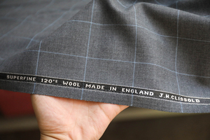 英格兰进口复古薄款蓝灰色细腻温润柔糯亲肤纯羊毛面料设计师布料