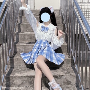 原创正版jk套装格裙制服娃娃领衬衫半身裙百褶裙洛丽塔2022新款