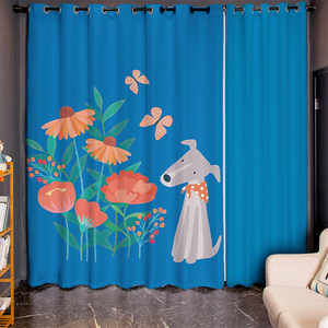 定制长帘粗麻粉蓝色系浪漫艺术卧室客厅挂钩学生遮光打孔长窗帘布