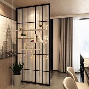 意式铁艺屏风卧室l型隔断墙房间帘装饰玄关服装店美容店餐厅移动