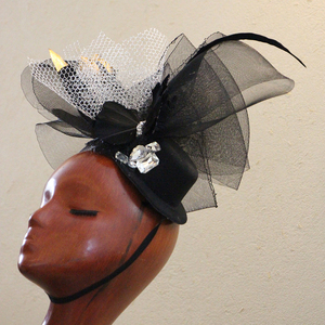 夸张造型羽毛蕾丝创意发饰影楼t台走秀彩妆小礼帽头饰儿童成人