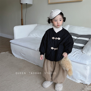 儿童棉衣冬季新品韩版女童牛角扣夹棉外套棉服男宝宝洋气保暖棉袄