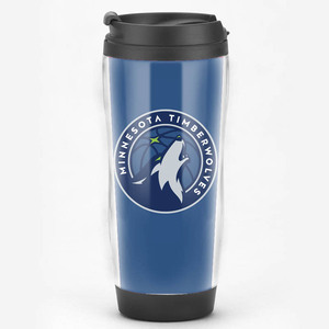 明尼苏达森林狼队周边水杯篮球迷礼品双层带盖可插吸管咖啡杯子