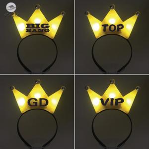 BIGBANG 加LOGO年会演唱会发光头饰皇冠灯发箍发夹应援灯周边定制