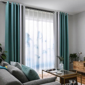 黄色绿色拼接窗帘