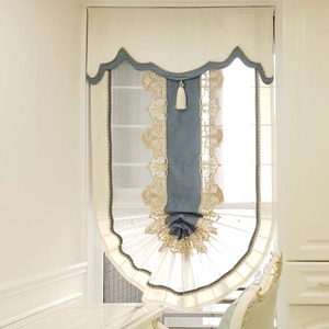 莫尼卡软装简欧式罗马帘卷帘轻奢华法式罗马帘餐厅小窗装饰帘叠帘