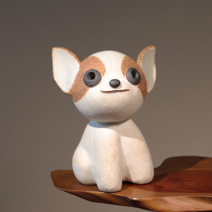 台湾陶艺师手工宠物狗狗摆件茶宠大尺寸原创作品呆萌可爱