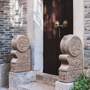 中式仿石门墩石鼓别墅户外大门口镇宅家用招财抱鼓石庭院装饰摆件