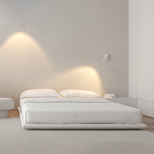 北欧无床头床布艺白色床设计师民宿日式榻榻米矮床小户型主卧床