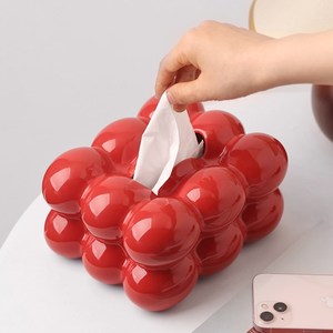 高档冰糖葫芦纸巾盒家用客厅创意陶瓷抽纸盒红色餐桌茶几餐巾纸盒