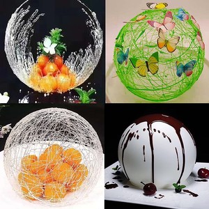 网红高端糖艺气球材料新款网x膜拉丝糖夜明珠模网状厨师厨房造型