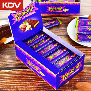 俄罗斯紫皮糖巧克力花生夹心酥糖进口零食KDV棕熊喜糖25根700g