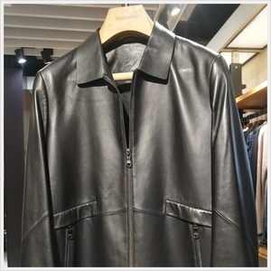 男士真皮外套皮衣b323058302-20翻领休闲 braun buffel布兰施男装