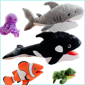 新款海洋动物手偶玩具幼儿园表演讲故事互动鲨鱼乌龟毛绒玩偶公仔