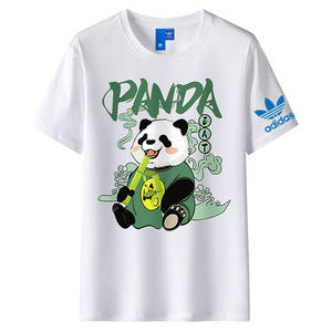 阿迪达斯三叶草短袖男女t恤圆领百搭舒适纯棉熊猫印花情侣款宽松