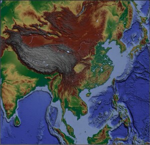 中国地形三维模型图3dsmax分层着色卫星贴图效果图3d打印应用