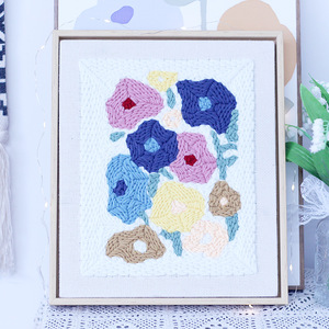 小清新花朵俄罗斯戳戳绣diy手工绣毛线画材料包刺绣戳针儿童简单