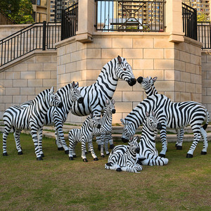 仿真动物大型斑马纯手工雕塑摆件模型标本游乐园景区小区绿化装饰