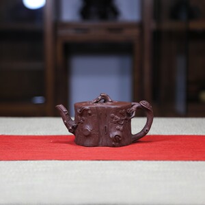 王杨 紫砂壶 师从孙长书 全手工原矿老紫泥松桩壶 容量220cc 可询
