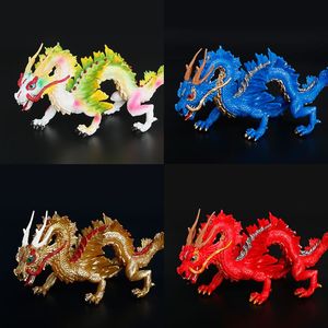 中国神话龙模型动物模型实心模型玩具中国龙模型摆件五爪金龙男孩
