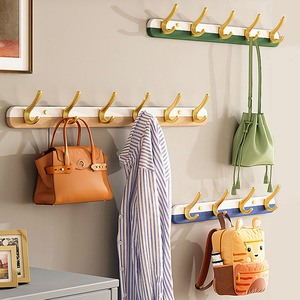 入户门口挂钩免打孔轻奢创意衣帽钩客厅钥匙衣服挂钩实木壁挂墙壁