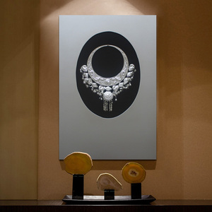 后现代苗银画玄关中式装饰画工艺画客厅简约装饰画民族风立体壁画