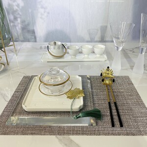 新中式餐具饭店方形摆盘套装饰中国风样板间餐桌家用组合餐盘摆件