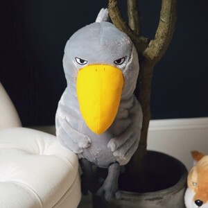 鹳与狐狸毛绒玩具 坐姿冷酷大嘴鸟公仔玩偶佛系萌丧坐姿娃娃礼物