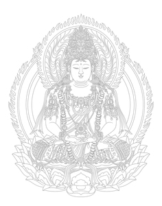 自画唐卡线稿diy虚空藏菩萨手绘静心减压涂色礼物装饰画图案