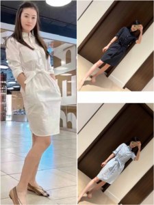 限时折扣burberry巴宝莉女士新款tb经典连衣裙衬衫裙中长款裙子