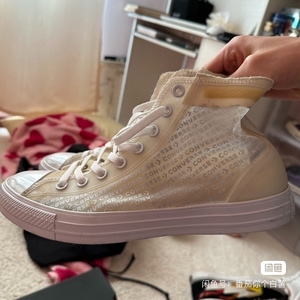 匡威 converse all star 网纱透明小ow白色