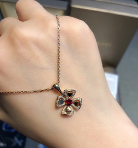 宝格丽 小号 永绽系列 红宝石 镶钻 项链