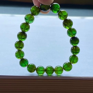 天然全绿碧玺手链! 规格:9.5mm,28.2克,超值价25