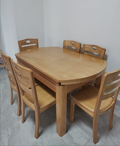 【便宜卖!】餐桌饭桌吃饭桌子实木餐桌椅组合伸缩折叠圆桌方桌子