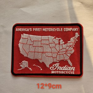 刺绣布贴印第安纳摩托车美国地图补丁贴带背胶皮衣马甲羽绒服后背