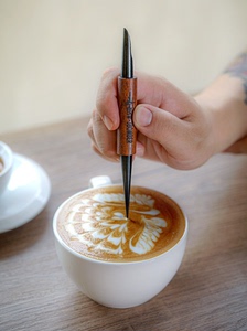 mhw轰炸机咖啡拉花针实木柄雕花针钩花针花式咖啡器具