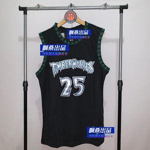 罗斯森林狼刺绣球衣 50分之夜 加内特黑色蓝色刺绣篮球服背心