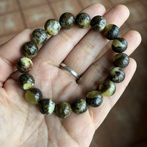 植物珀药珀圆珠单圈手串,奥利奥款,纯天然无任何优化,手搓生香