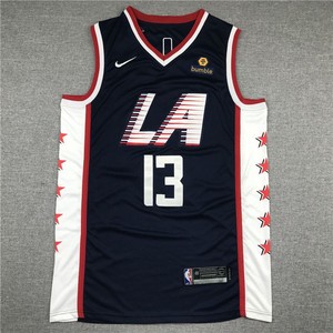 新款快船队13号乔治 保罗球衣 george深蓝色中长款背心