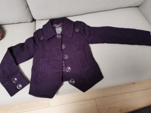 卡秀紫色羊毛短外套，cushow