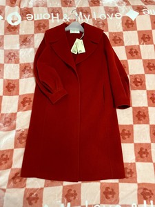 Prosilu葆斯奴专柜纯羊毛双面呢红色大衣毛呢冬季品牌女装